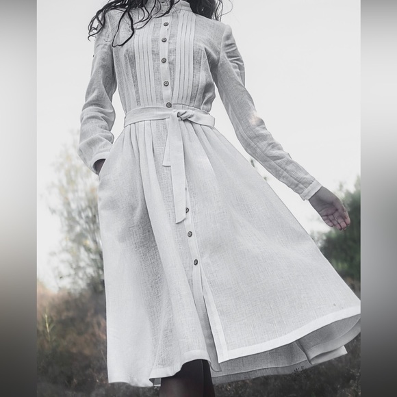 Linen midi dress - Picture 5 of 9